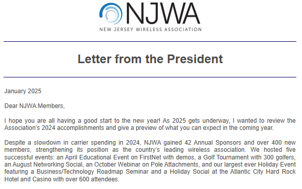 Letter from the President